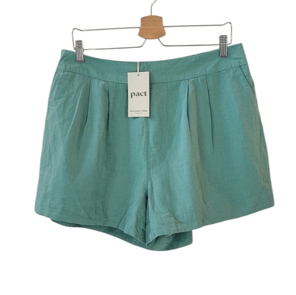 PACT Green Linen Blend Pull On Shorts Size XL